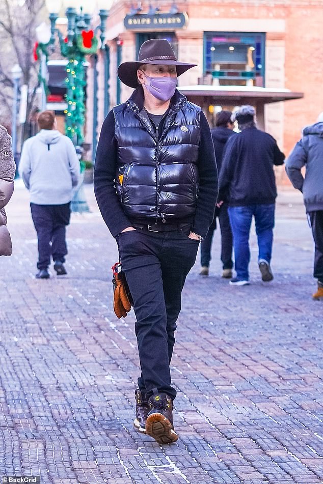 Yes-ha!  Four-time Emmy winner Conan O'Brien rocked a cowboy hat and black down vest for a family stroll through Aspen, CO on Wednesday afternoon